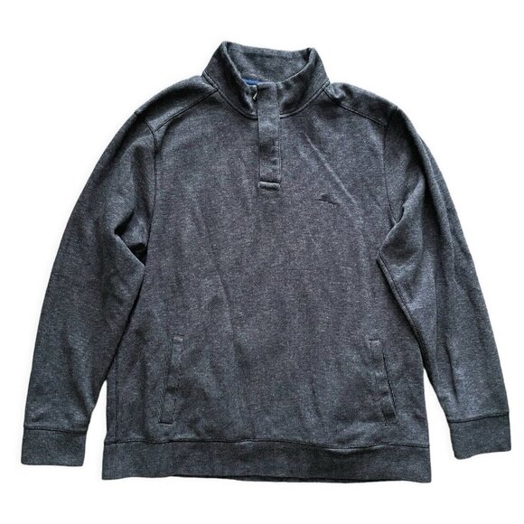 Tommy Bahama Mens 1/4 Zip Pullover Sweater Sz L Gray ST225254 Knit Collared Logo - Picture 1 of 12